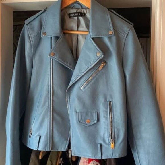 Baby blue PU Leather jacket by Zola FSLR - Picture 1 of 2